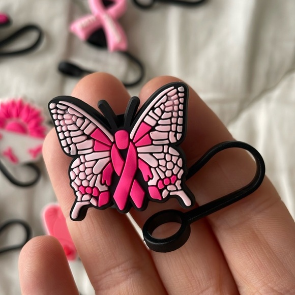 8 Breast Cancer Awareness Straw Covers - Picture 3 of 4